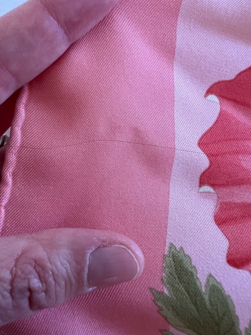Salvatore Ferragamo Pink Floral Silk Scarf with Yellow and Red Blossoms - Picture 10 of 11